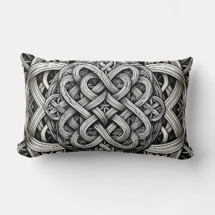 Coussin Rectangle Nœud celtique noir et blanc détaillé 0001