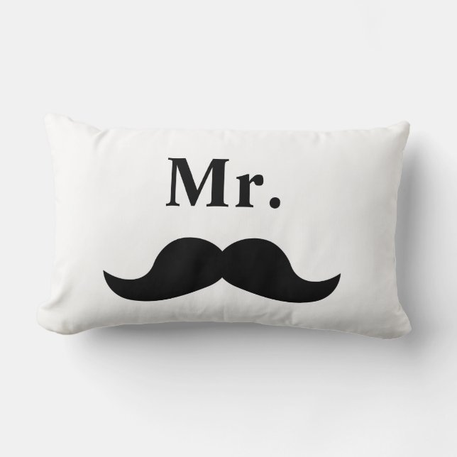 Coussin Rectangle Noir Et Blanc M. Mustache (Recto)