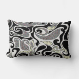 Coussin Rectangle Noir et blanc Wacky Retro Swirl rectangle version