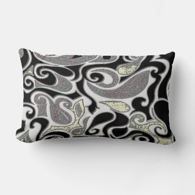 Coussin Rectangle Noir et blanc Wacky Retro Swirl rectangle version (Recto)