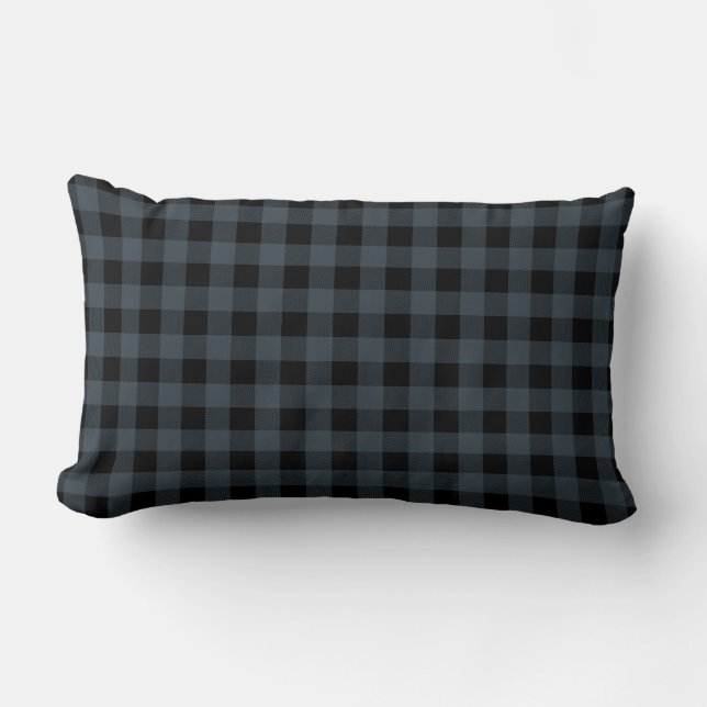Coussin Rectangle Noir et Bleu | Plaid Buffalo (Recto)