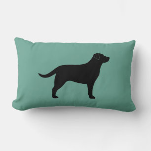 Coussin Rectangle Noir Labrador Rétriateur Silhouette Décor