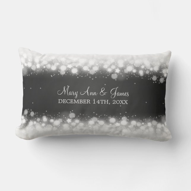 Coussin Rectangle Noir magique d'étincelle de faveur élégante de (Recto)
