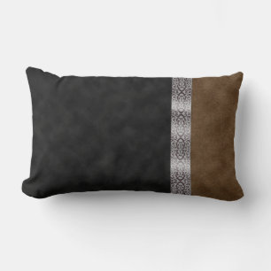 Coussin Rectangle Noir numérique Suede Brown Art Nouveau Ribbon