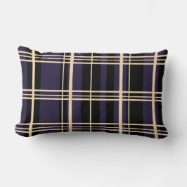 Coussin Rectangle Noir Plaid Traditionnel, Crème Beurre, Plum Foncé