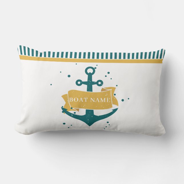 Coussin Rectangle Nom de bateau personnalisé nautique (Recto)