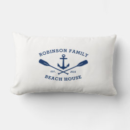 Coussin Rectangle Nom de famille Beach House Bateau Ancre Voitures t