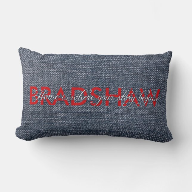 Coussin Rectangle Nom de famille Blue Jean (Recto)