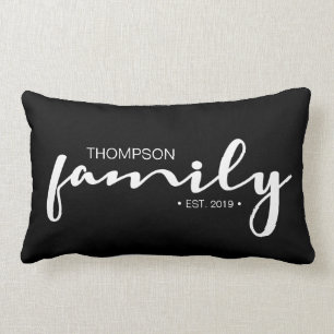 Coussin Rectangle Nom de famille manuscrit moderne de manuscrit