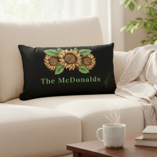 Coussin Rectangle Nom de famille Motif Tournesol