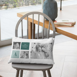 Coussin Rectangle Nom de famille personnalisé Collage Cadeau photo