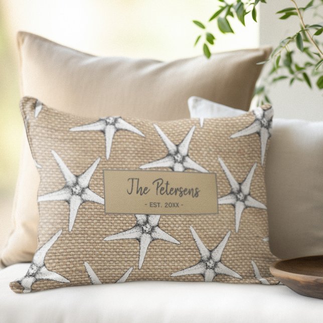 Coussin Rectangle Nom de famille personnalisé maison de plage lumbar (Créateur téléchargé)