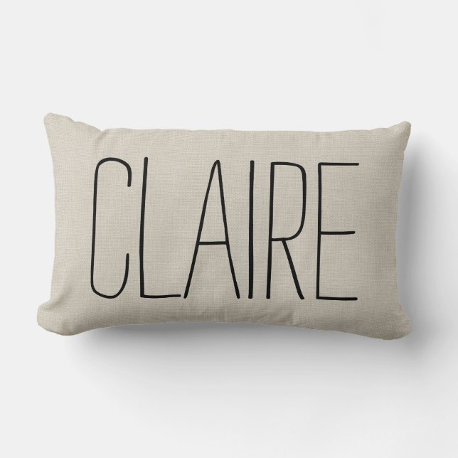Coussin Rectangle Nom de l'ivoire rustique Monogramme (Recto)