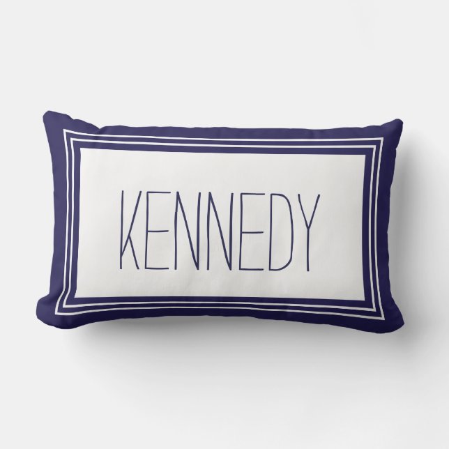 Coussin Rectangle Nom du monogramme personnalisé bleu bleu de la mar (Recto)