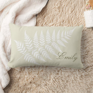 Coussin Rectangle Nom élégant en écriture lumineuse vert clair fougè