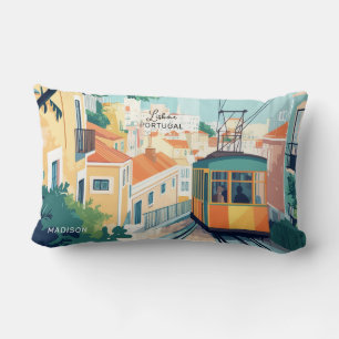 Coussin Rectangle Nom et texte personnalisés Lisbonne Portugal