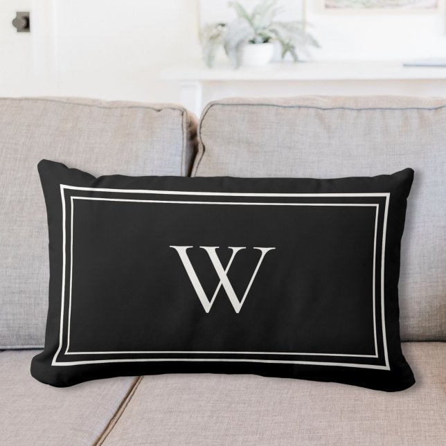 Coussin Rectangle Nom Initial Monogramme Classique Personnalisé (Créateur téléchargé)