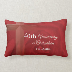 Coussin Rectangle Nom personnalisé Anniversaire du prêtre Ordination