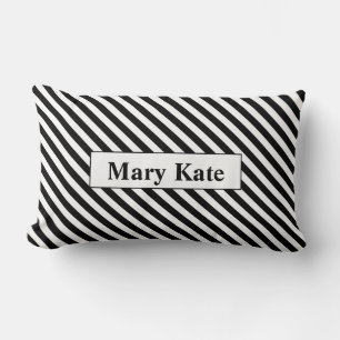 Coussin Rectangle Nom personnalisé Bandes noires/blanches