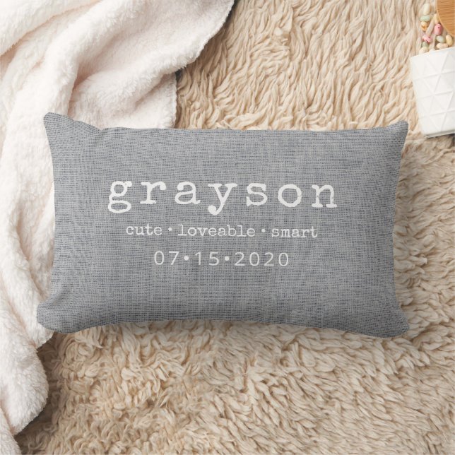 Coussin Rectangle Nom personnalisé de l'enfant date de naissance mod (Couverture)