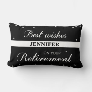 Coussin Rectangle Nom personnalisé, Félicitations à la retraite Noir