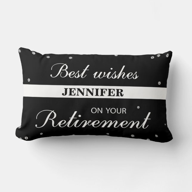 Coussin Rectangle Nom personnalisé, Félicitations à la retraite Noir (Recto)
