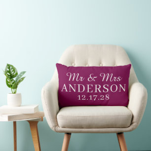Coussin Rectangle Nom personnalisé Mariage minimal moderne élégant