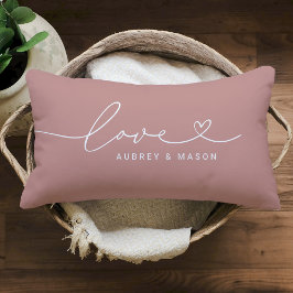 Coussin Rectangle Noms de couple Cœur d'Amour Rose Poussiéreux Roman