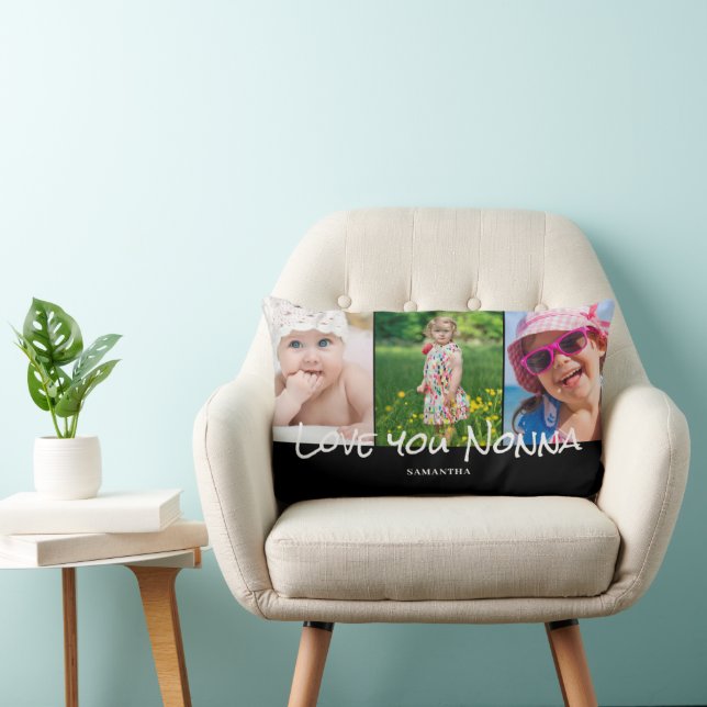 Coussin Rectangle Nonna Grand-mère 3 Collage de photos (Chaise)