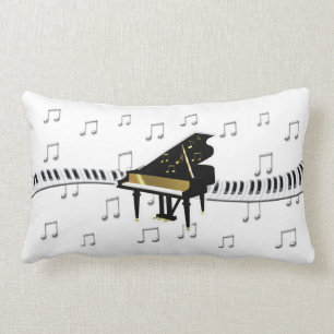 Coussin Rectangle Notes de musique de clavier de piano à queue