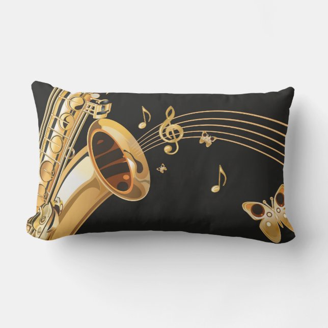 Coussin Rectangle Notes de saxophone (Recto)