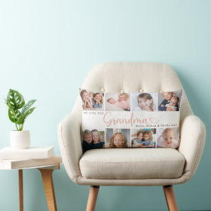 Coussin Rectangle Nous vous aimons Grand-mère Photo Collage Cœur Scr