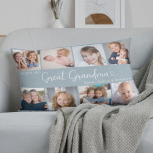 Coussin Rectangle Nous vous aimons Grande Mère Photo Collage Cœur