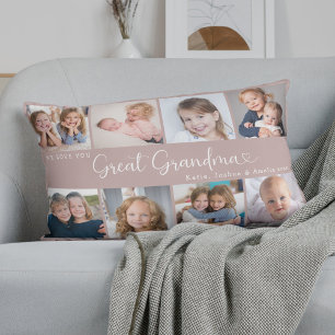 Coussin Rectangle Nous vous aimons Grande Mère Photo Collage Cœur
