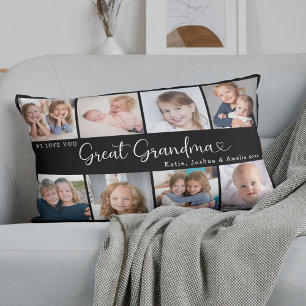 Coussin Rectangle Nous vous aimons Grande Mère Photo Collage Cœur