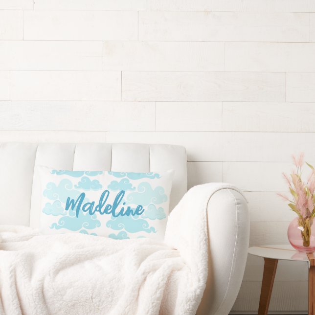 Coussin Rectangle Nuage Nom de Chine Bleu Aqua (Canapé)