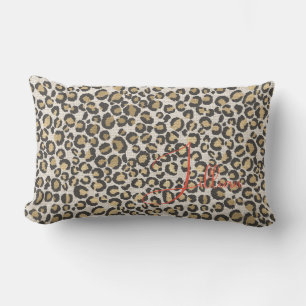 Coussin Rectangle Nuetral Empreinte de léopard Nom Chic tendance déc