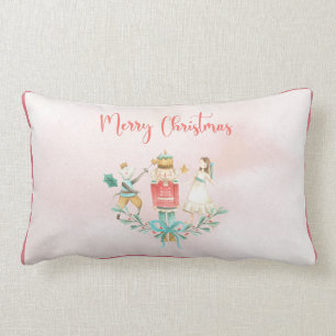 Coussin Rectangle Nutcracker Fille Noël Enfants Rose Aquarelle