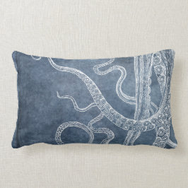 Coussin Rectangle Octopus - Bleu Twilight - Aquarelle Denim
