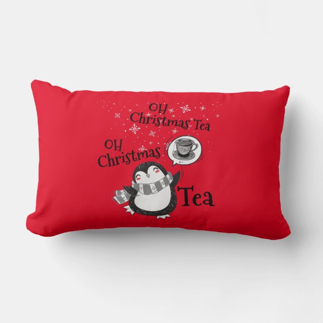 Coussin Rectangle Oh Christmas Tea Penguin Lover - Boisson de thé (Recto)