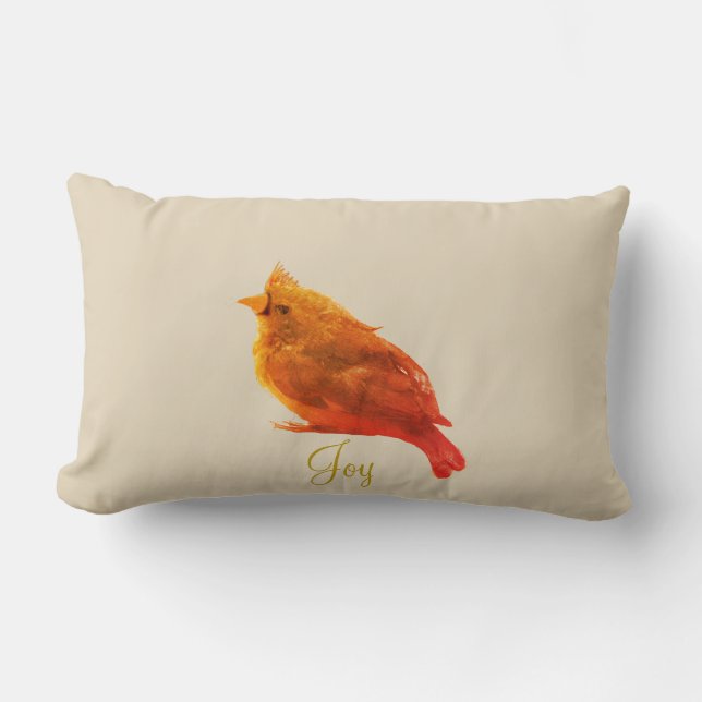 Coussin Rectangle Oiseau cardinal rouge mignon (Recto)