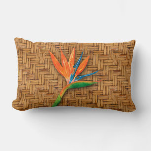 Coussin Rectangle Oiseau du Paradis Motif en osier tissé