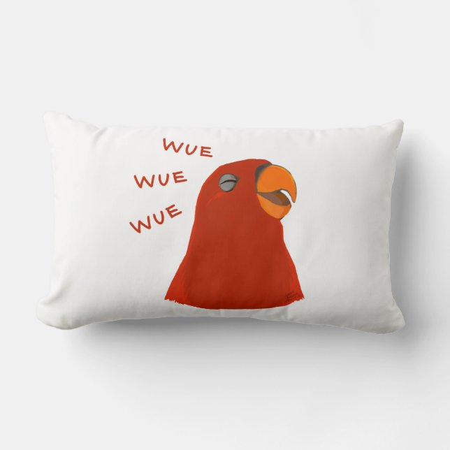Coussin Rectangle Oiseau rouge "GUMI" wuewuewuewuewuewue.....regard  (Recto)