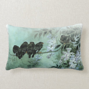 Coussin Rectangle Oiseaux asiatiques d'art sur une branche de
