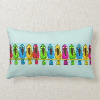 Coussin Rectangle Oiseaux colorés et amusants côte à côte