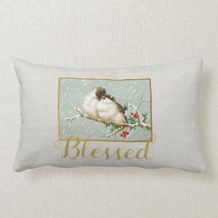 Coussin Rectangle Oiseaux de neige bénis de l'hiver