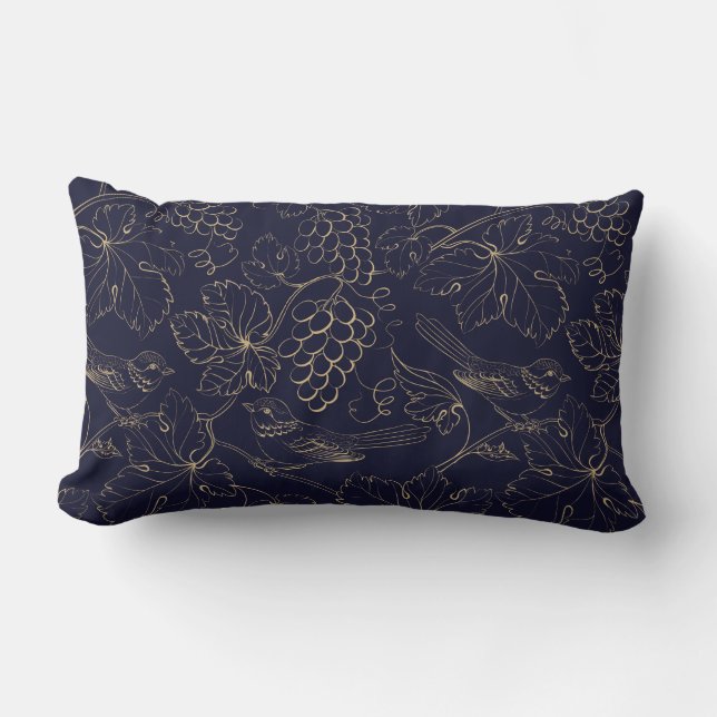 Coussin Rectangle Oiseaux Et Raisins (Recto)