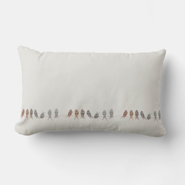 Coussin Rectangle Oiseaux modernes simples sur un fil (Recto)