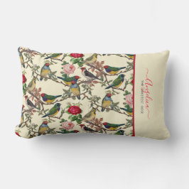 Coussin Rectangle Oiseaux Vintages Roses et Motifs Rose les plus dou