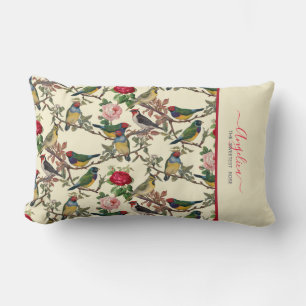 Coussin Rectangle Oiseaux Vintages Roses et Motifs Rose les plus dou